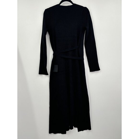 Lulus Ribbed Surplice Wrap Midi Sweater Dress Duster Cardigan Black Large NEW - Picture 5 of 8
